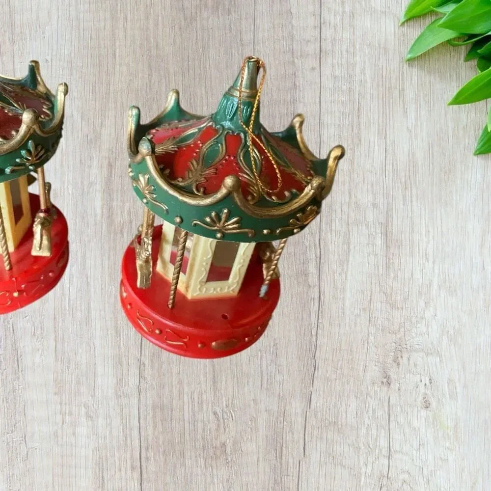 VTG 1990s Plastic Carousel Christmas Ornaments Set of 6 plus